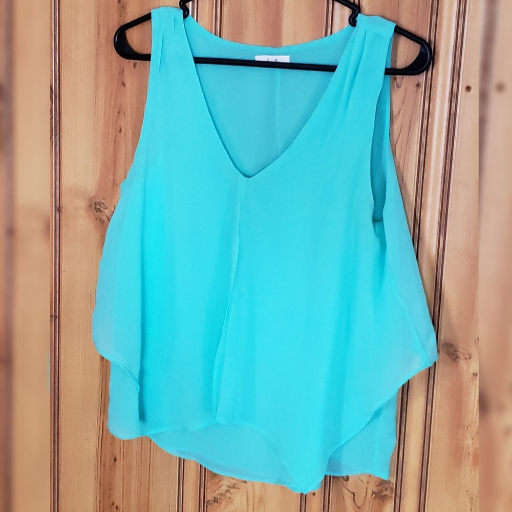 Flowy turquoise blue tank top.